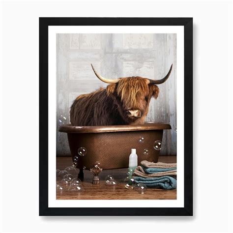 Highland Cow In Bathtub Printable